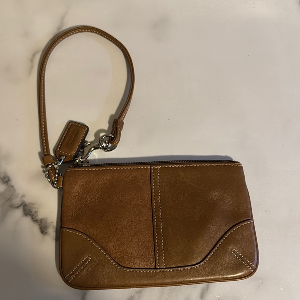Coach Brown Leather Wristlet